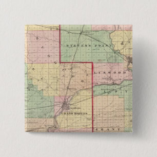 Map of Wood and Portage counties 15 Cm Square Badge