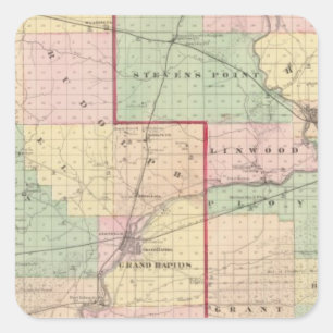 Map of Wood and Portage counties Square Sticker