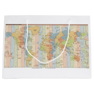 Map of World Time Zones Large Gift Bag