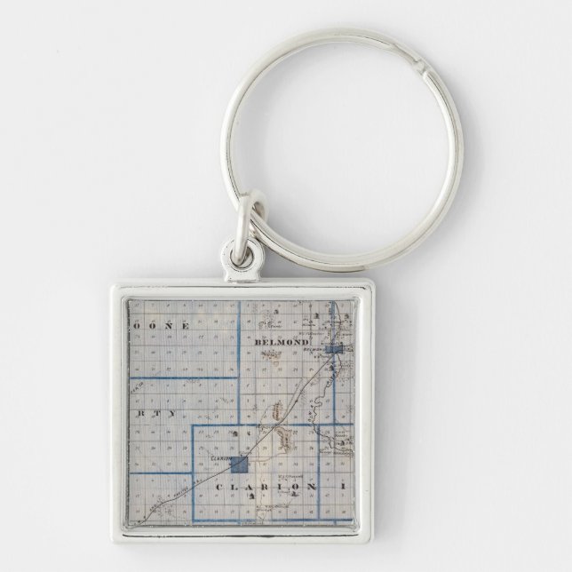 Map of Wright County, State of Iowa Key Ring (Front)