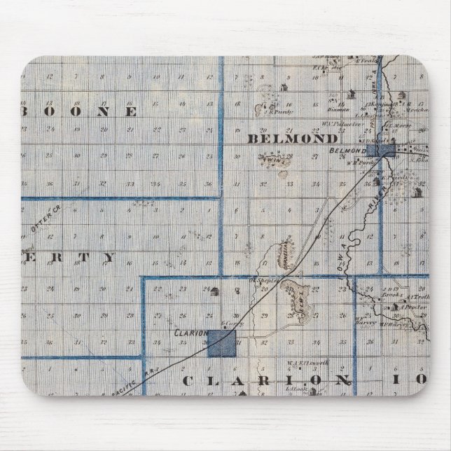 Map of Wright County, State of Iowa Mouse Pad (Front)