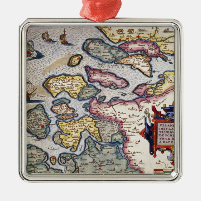 Map of Zeeland, c.1560 Metal Tree Decoration (Front)