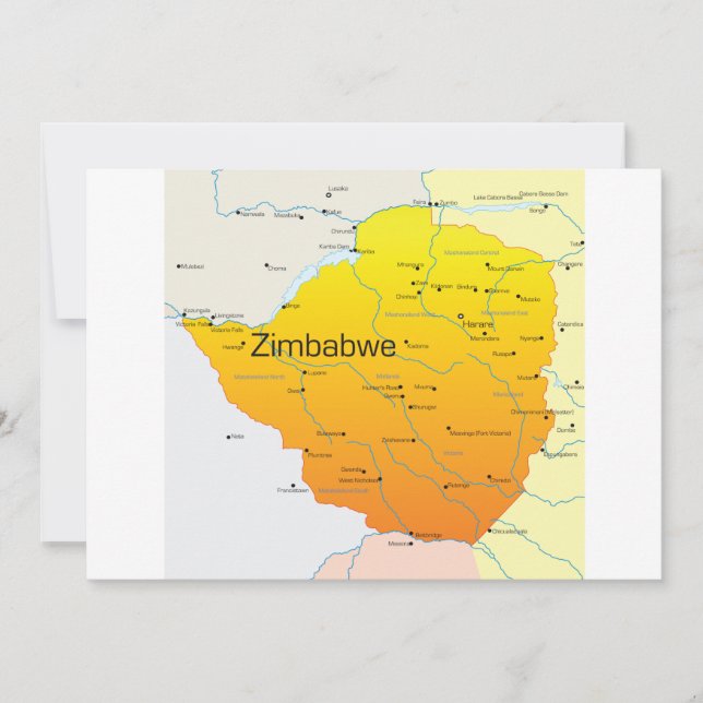 Map of Zimbabwe Invitations (Front)