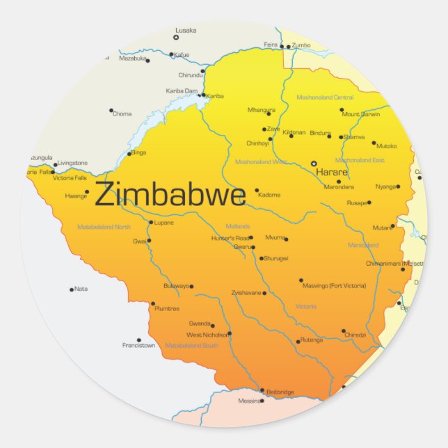 Map of Zimbabwe Stickers (Front)