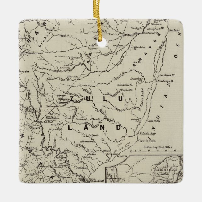 Map of Zululand with the Adjoining Frontiers Ceramic Ornament (Front)