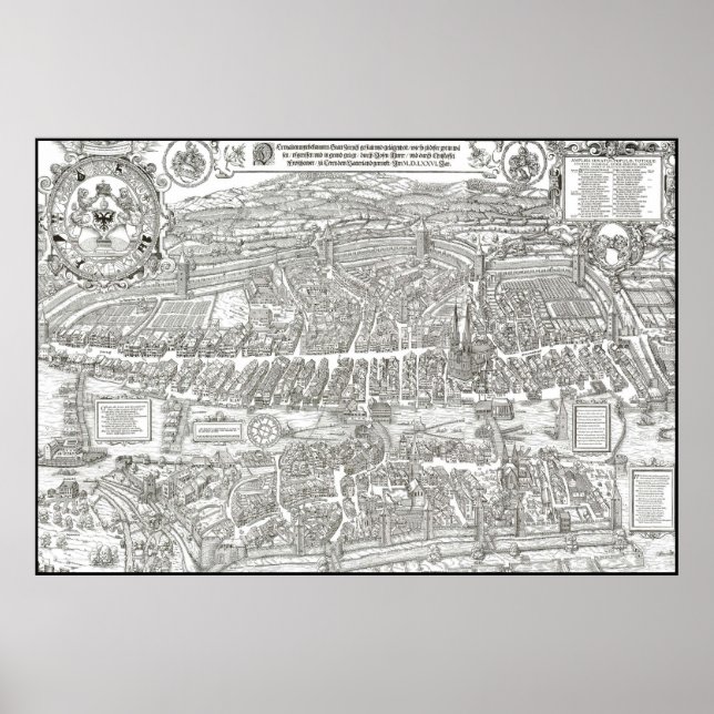 MAP of ZURICH c. 1576 Poster (Front)