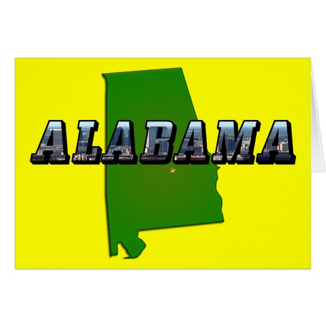Map Outline and Picture Text of Alabama (Front Horizontal)