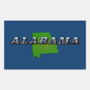 Map Outline and Picture Text of Alabama Rectangular Sticker