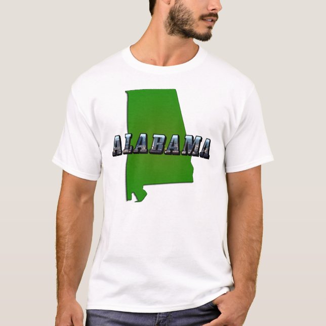 Map Outline and Picture Text of Alabama T-Shirt (Front)