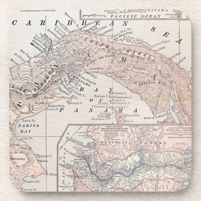 MAP: PANAMA, 1907 COASTER (Front)