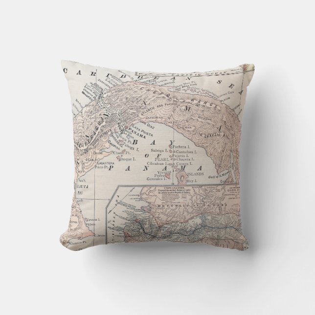 MAP: PANAMA, 1907 CUSHION (Front)