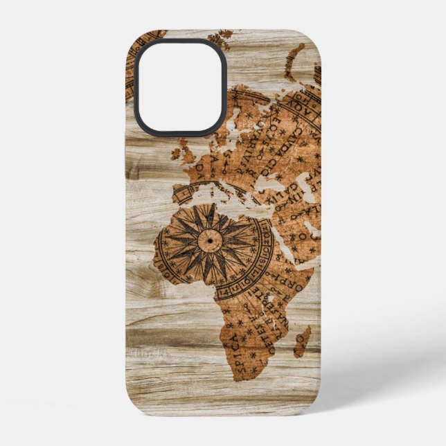 Map paper wood information iPhone case (Back)