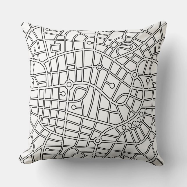 Map Pattern 030520 - Black Outline Cushion (Front)