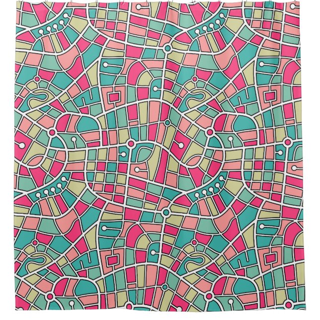 Map Pattern 030520 - Colours 01 Shower Curtain (Front)
