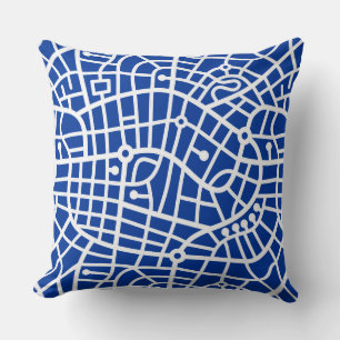 Map Pattern 030520 - White on Navy Blue Cushion