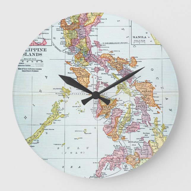 MAP: PHILIPPINES, 1905 LARGE CLOCK (Front)