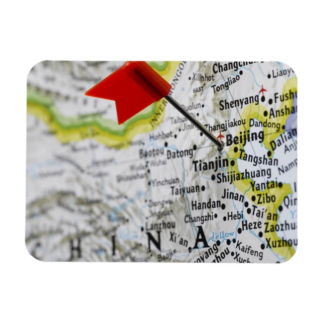 Map pin placed in Beijing, China on map, Magnet (Horizontal)