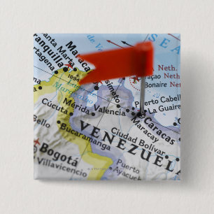 Map pin placed in Caracas, Venezuela on map,