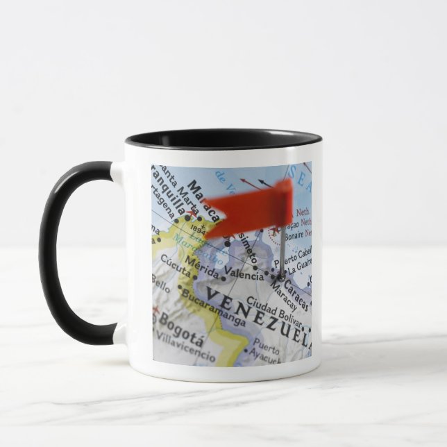 Map pin placed in Caracas, Venezuela on map, Mug (Left)