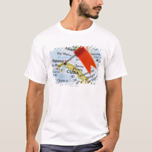 Map pin placed in Havana, Cuba on map, close-up T-Shirt