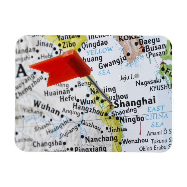 Map pin placed in Shanghai, China on map, Magnet (Horizontal)