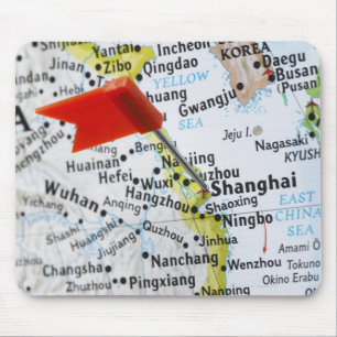 Map pin placed in Shanghai, China on map, Mouse Pad