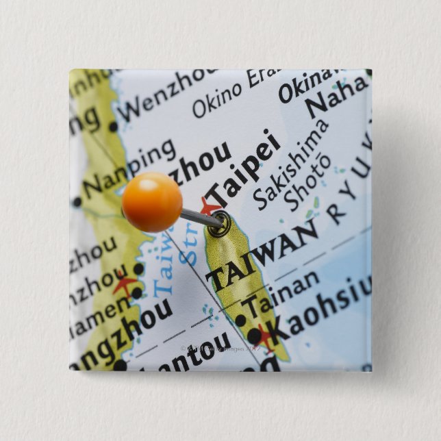 Map pin placed in Taipei, Taiwan on map, (Front)