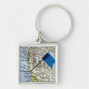 Map pin placed on Los Angeles, California on Key Ring