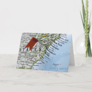 Map pin placed on Washington, D.C. on map, Card