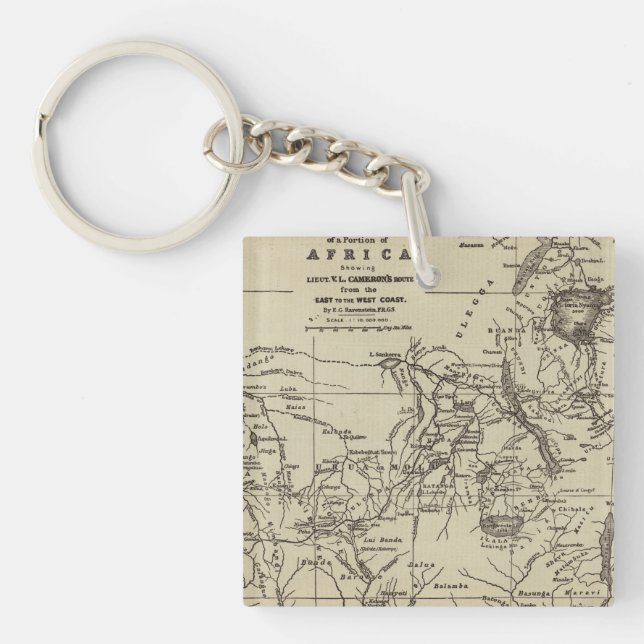 Map Portion of Africa | Cameron's Route Key Ring (Front)