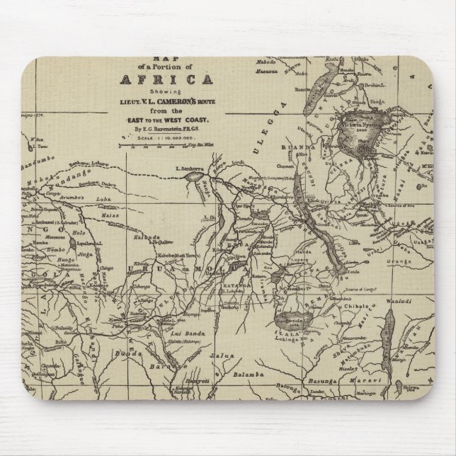 Map Portion of Africa | Cameron's Route Mouse Pad (Front)