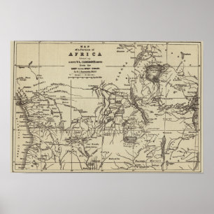Map Portion of Africa   Cameron's Route Poster