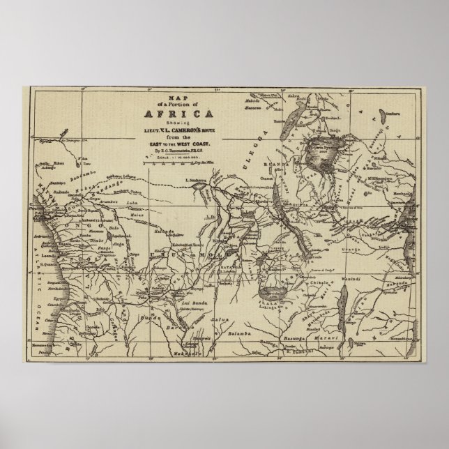 Map Portion of Africa | Cameron's Route Poster (Front)