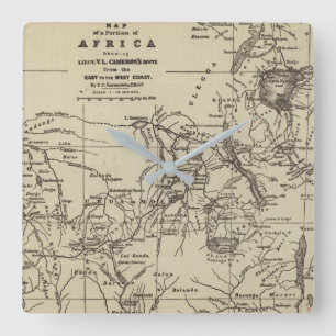 Map Portion of Africa Cameron's Route Square Wall Clock