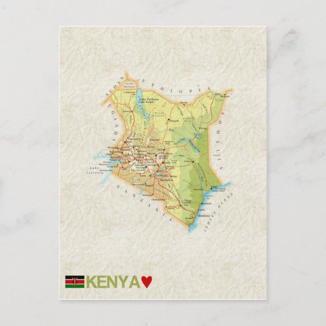 MAP POSTCARDS ♥ Kenya (Front)