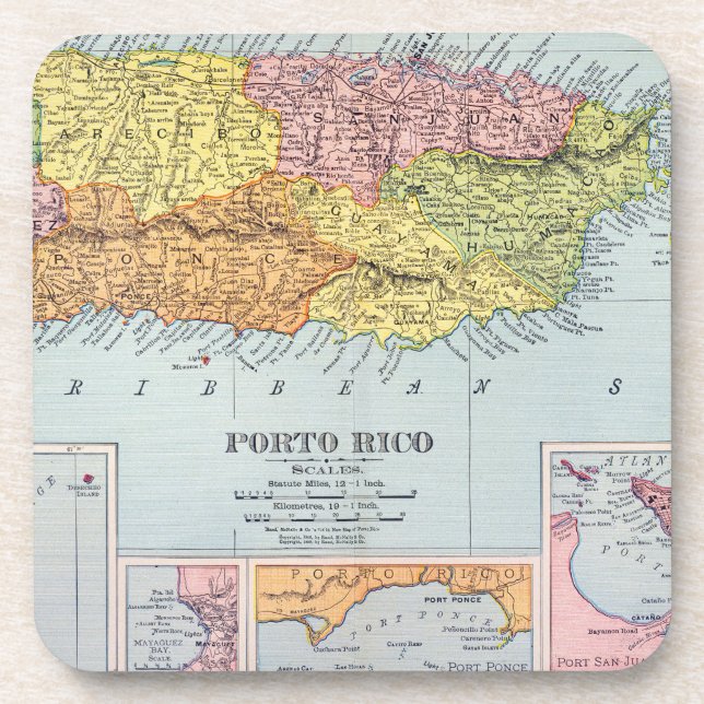 MAP: PUERTO RICO, 1900 COASTER (Front)