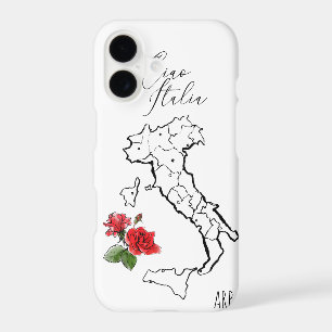 *~* Map Red Rose Green Leaf Italy Ciao Italia