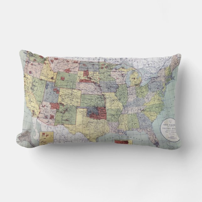 MAP: RESERVATIONS, 1892 LUMBAR CUSHION (Front)