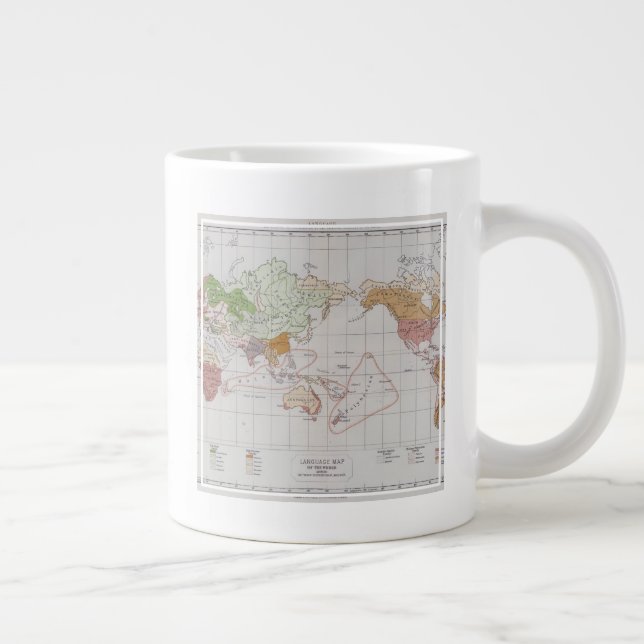 Map showing the Languages of the World Large Coffee Mug (Right)