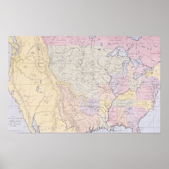 Map showing the localities of the Indian tribes Poster (Front)