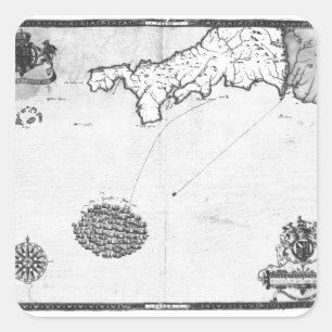 Map showing the route of the Armada fleet Square Sticker