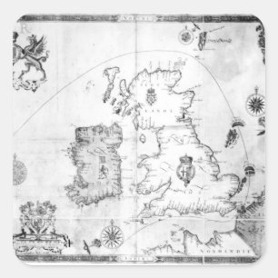 Map showing the route of the Armada fleet Square Sticker