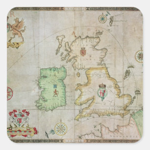 Map showing the route of the Armada fleet Square Sticker