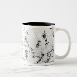 Map showing the route of the Armada fleet Two-Tone Coffee Mug