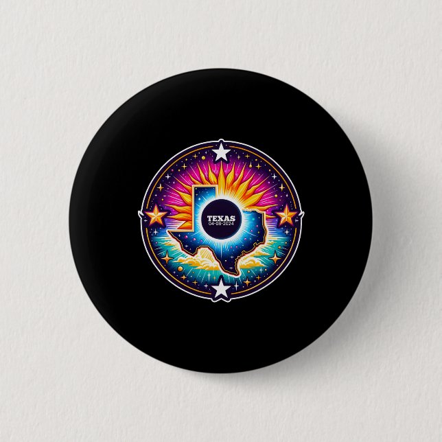 Map Total Solar Eclipse April 8 2024  6 Cm Round Badge (Front)