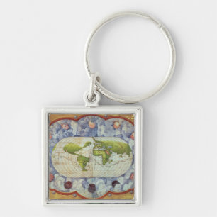 Map tracing Magellan's world voyage Key Ring