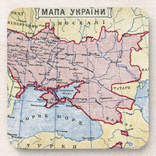MAP: UKRAINE, c1906 Coaster (Front)