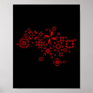 Map Ukraine - Thread Embroidery - Ukrainian Embroi Poster