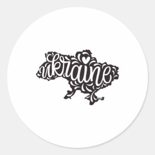 Map Ukraine - Ukrainian National Emblem Classic Round Sticker