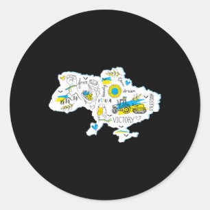 Map Ukraine - Ukrainian National Emblem - Ukrainia Classic Round Sticker